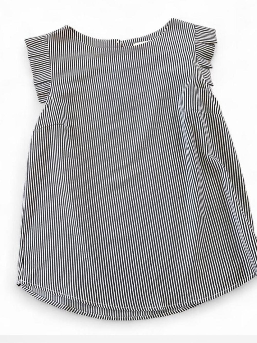 Monteau Black & White Striped Flutter Sleeve Top